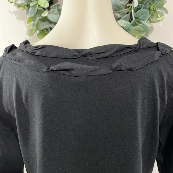 NWT Talbots Black Short Sleeve Top with Ribbon Neck Detail S - Picture 7 of 15